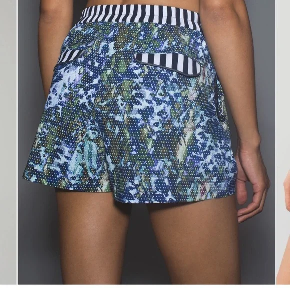Lululemon Athletica Blue Patterned Athletic Shorts - Picture 3 of 8
